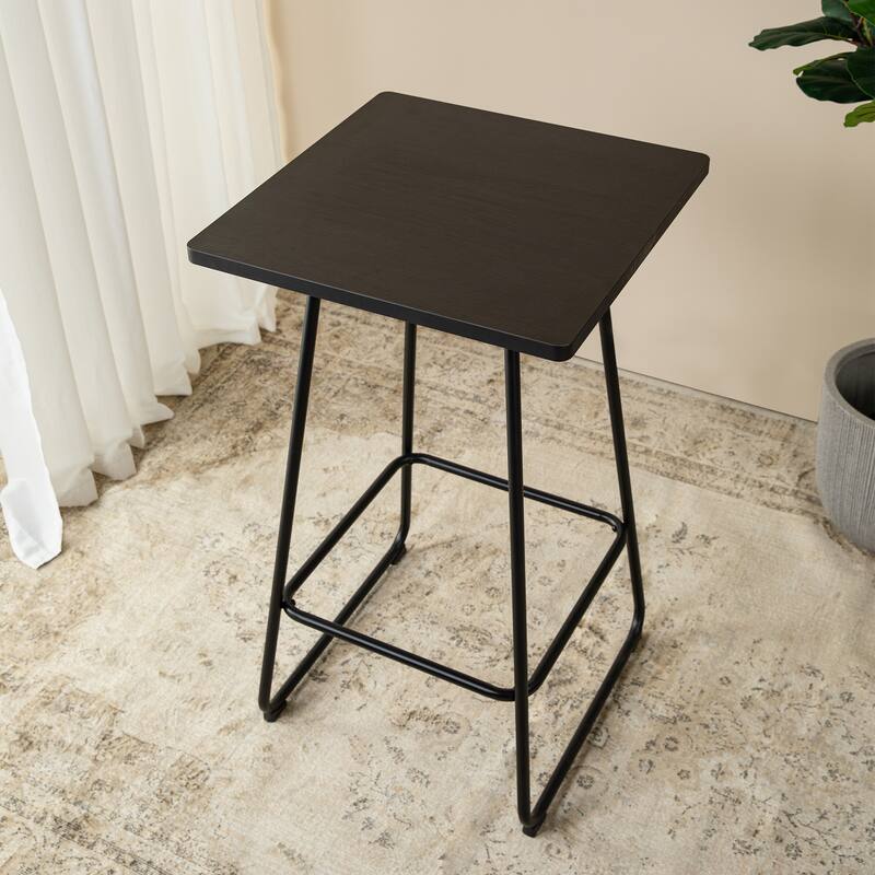 Glitzhome Industrial Modern Set of 3 Pub Table Set with 41"H Square Bar Table and Stools