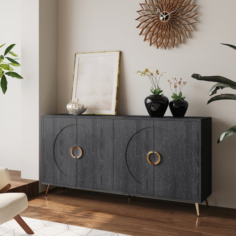 Modern Lacquered 4 Door Wooden Cabinet Sideboard Buffet