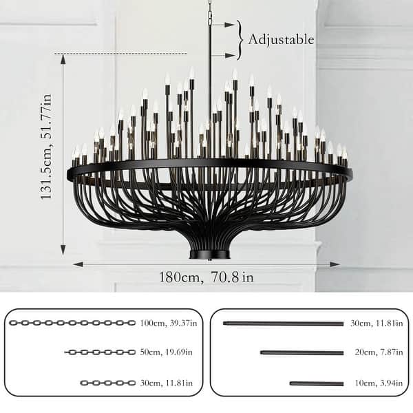 dimension image slide 3 of 4, Modern Farmhouse Candle Chandelier Black Large Wagon Wheel Chandeliers