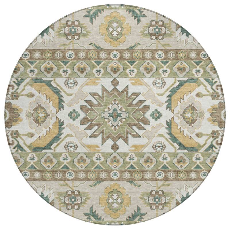Machine Washable Indoor/ Outdoor Traditional Aspen Chantille Rug