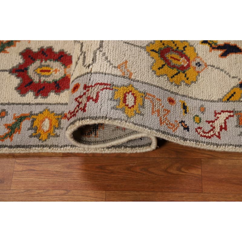 Floral Oushak Indian Foyer Rug Handmade Wool Carpet - 2'7"x 5'1"