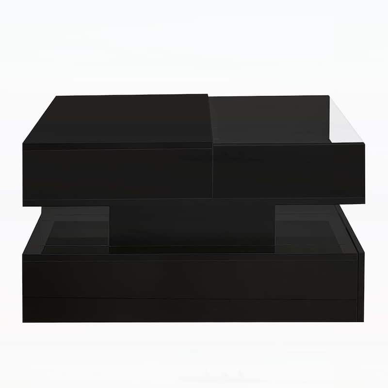 Lift-Top Coffee Table with 2 Drawers,Modern Square Design