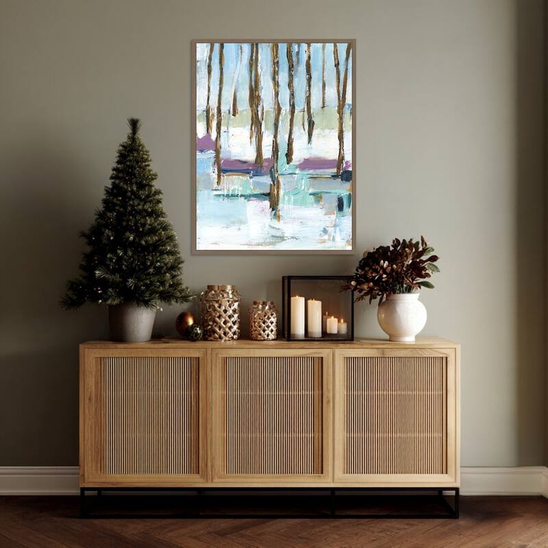 Pastel Forest II by Ethan Harper Framed Canvas Wall Art Print - Sylvie Dark Gold
