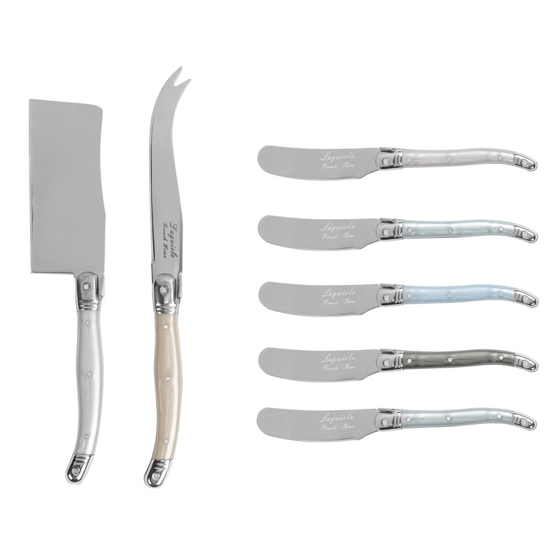 French Home 7 Piece Laguiole Cream and Blue Cheese Knife and