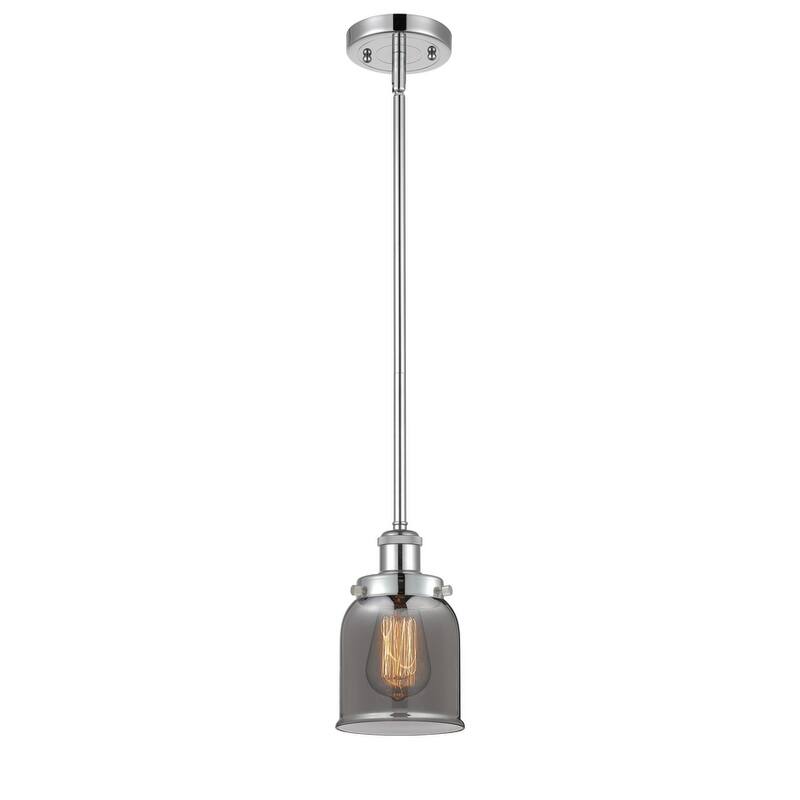 Innovations Lighting Small Bell 5" Wide Mini Pendant - Rod Hung - Polished Chrome / Plated Smoke