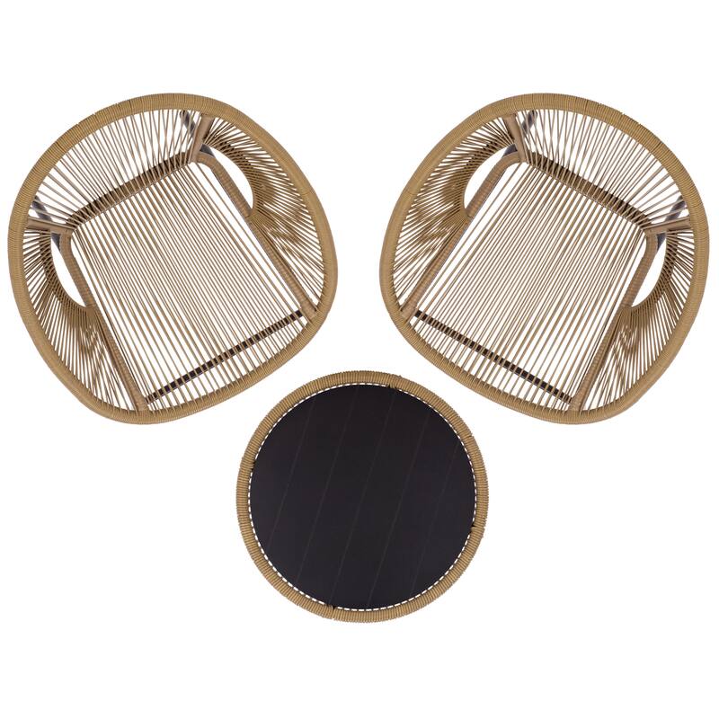 SAFAVIEH Outdoor Patio Furniture Otto Rattan 3-Piece Set - 27"W x 30"D x 31"H