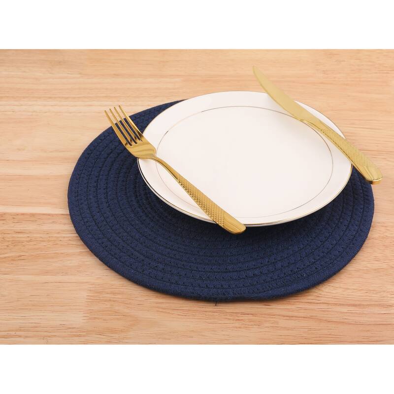 Farmhouse Placemats 4Pcs Cotton Rope Round Placemats for Dining Table - 12*12in