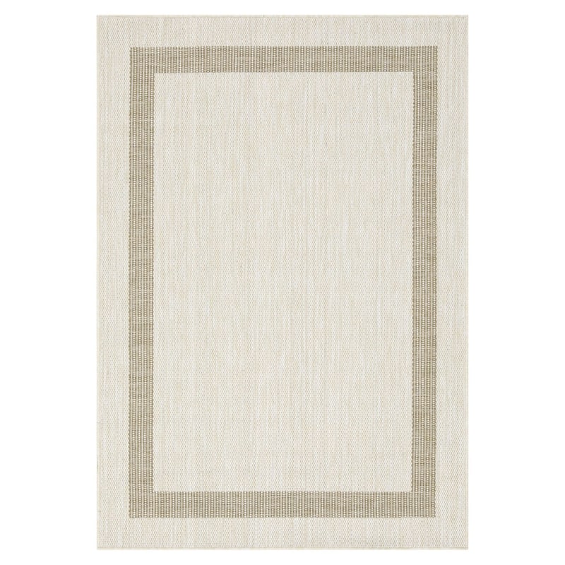 Indoor/Outdoor Area Rug/ Runner/ Doormat- Natural & Black & Red & Taupe Color -Machine Washable, Weather and UV Resistant-Azelia - 6'6''x9' - Ivory&Natural