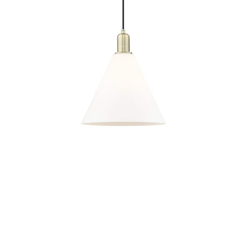 Innovations Lighting 716-1P-14-12 Berkshire Glass Pendant Berkshire - Antique Brass / Matte White