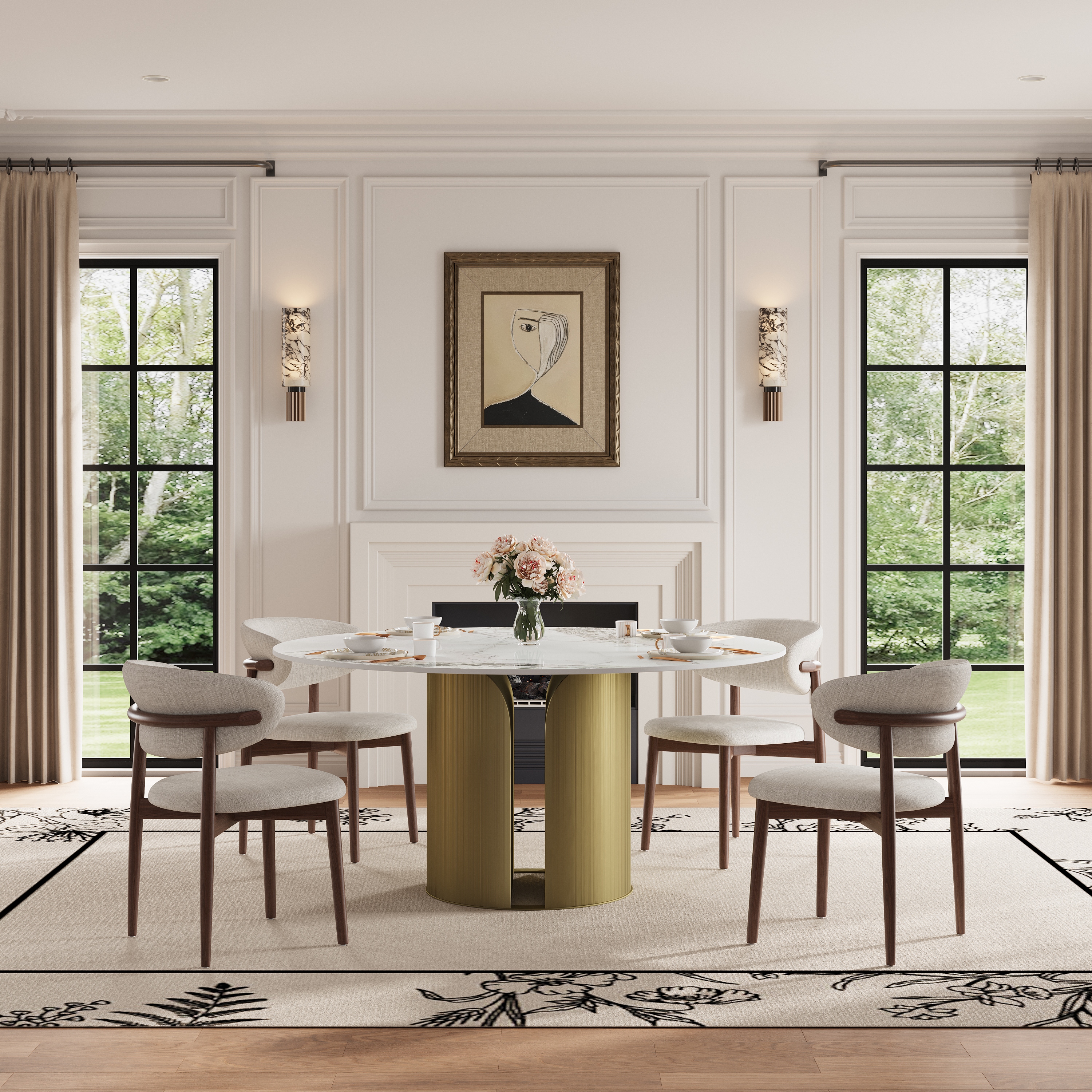 【pepe】PRINCESS Table GrillStone Beige Modern 59