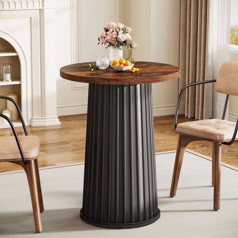 23-Inch Small Round Dining Table With Metal Base for 2 - 23.62"D x 23.62"W x 29.52"H
