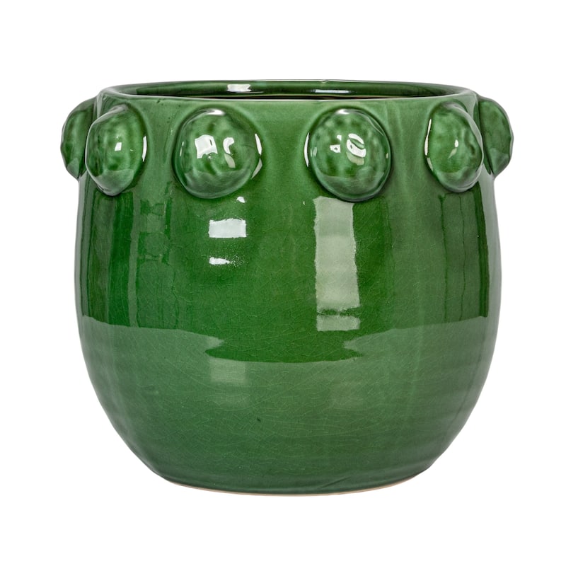 Terra-cotta Planter with Raised Dots Design - 10.5"L x 10.5"W x 9.0"H