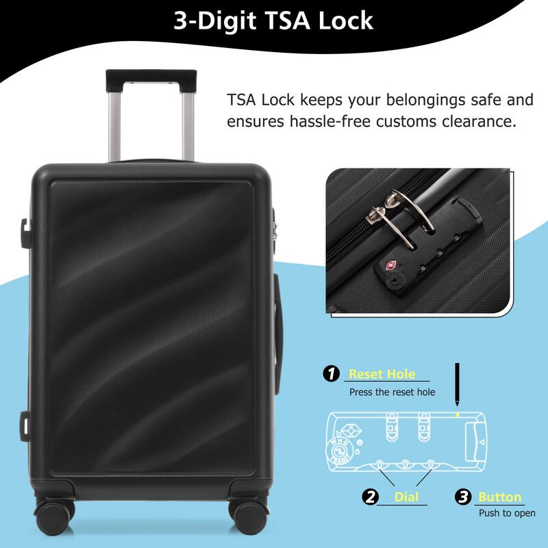 Luggage Set 3 Piece,Lightweight Durable ABS Suitcases with Spinner Wheels and TSA Lock,Carry-on & Checked Luggage(20"/24"/28")