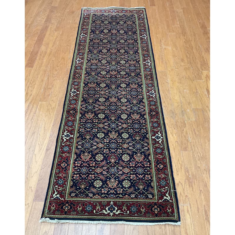 HERAT ORIENTAL Hand-knotted 2'9 x 7'9 Indo Herati Wool Runner - 2'9" x 7'9"