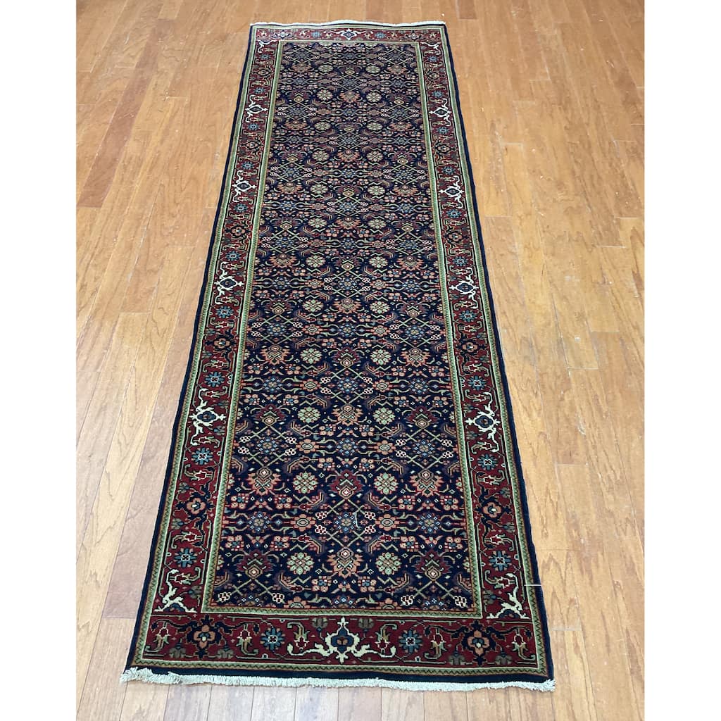 HERAT ORIENTAL Hand-knotted 2'9 x 7'9 Indo Herati Wool Runner - 2'9" x 7'9"