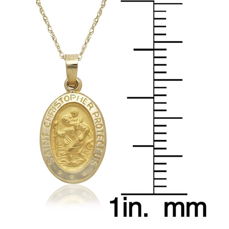 14k Yellow Gold Oval St. Christopher Medal 16-inch Gold-filled Chain Necklace