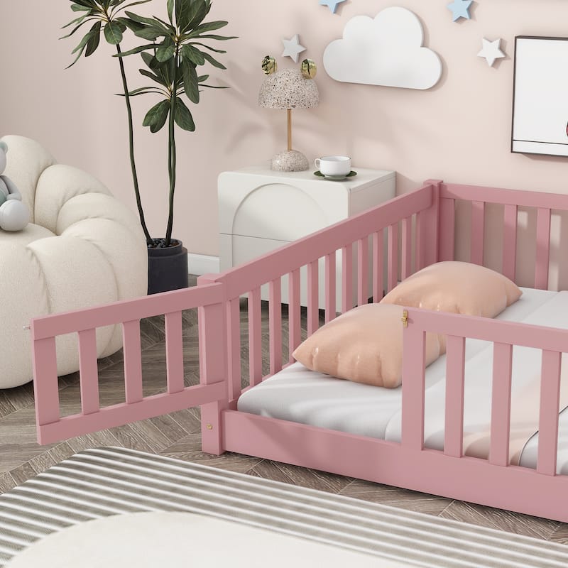 Floor Platform Bed With Fence And Door