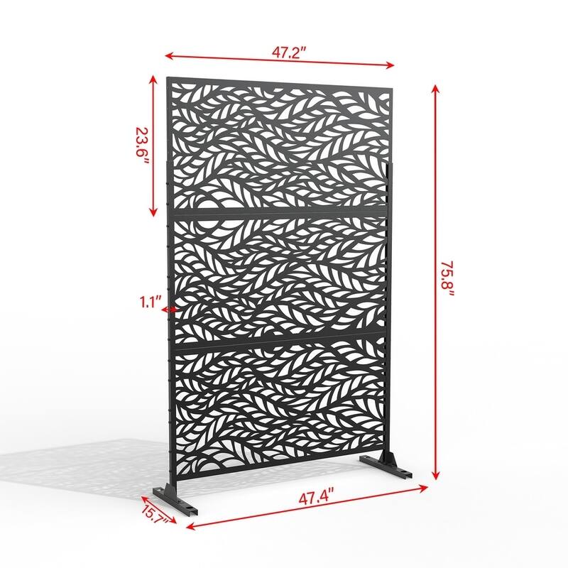 Free Standing Metal Privacy Screen Panel Decorative Outdoor Privacy Screen - 72"H x 47"W