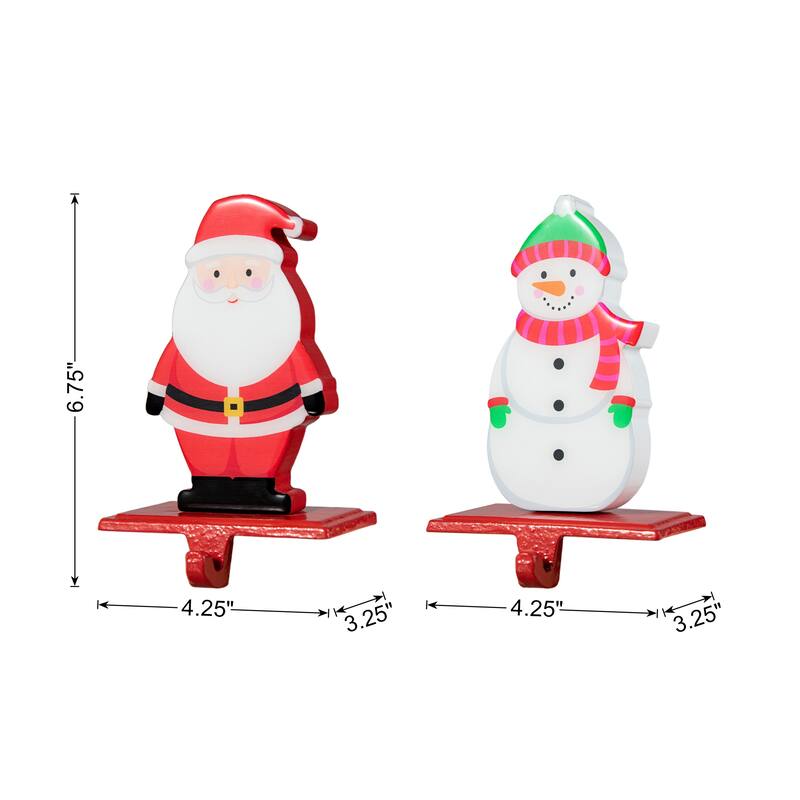 Glitzhome Set of 2 Christmas Santa & Snowman Stocking Holders