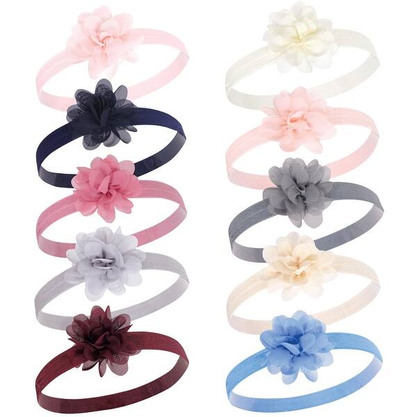 slide 1 of 1, Hudson Baby Infant Girl Headbands 10pk, Chiffon Cream Blush, 0-24 Months - Chiffon Cream Blush Chiffon Cream Blush - 0-24 Months