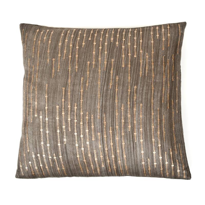 Jiti Indoor Sequined Waterfall Patterned Silk Accent Square Throw Pillows 20 x 20 - Charcoal/Gold