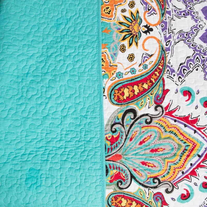 The Curated Nomad Horsdal 100% Cotton Paisley Norvana Quilt Set - Teal - Twin