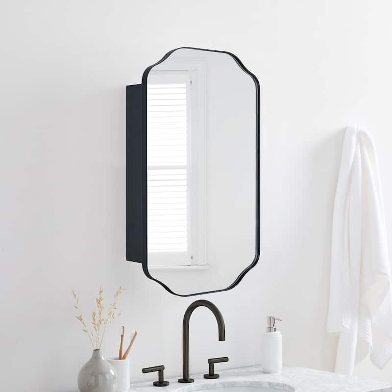 TEHOME Arched Metal Surface Mount Medicine Cabinet with Mirror Rectangle Bathroom Cabinet - 18" x 29"