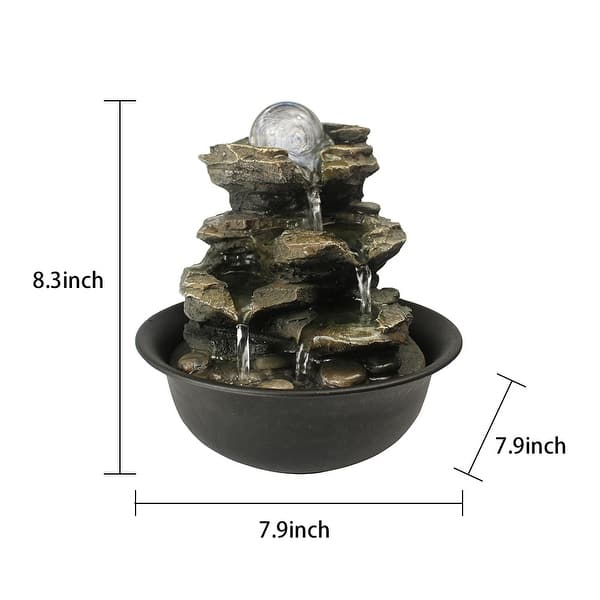 Spinning Orb Rock Cascading Indoor Tabletop Waterfall Fountain - Bed ...