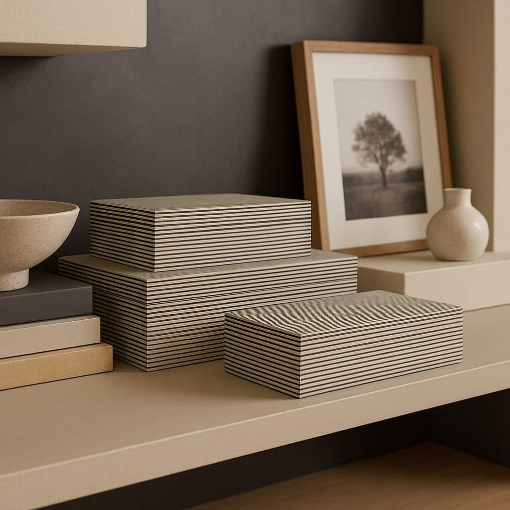 Decorative Box with Lid - Set of 3, 10", 11", 12", White - 12.0"