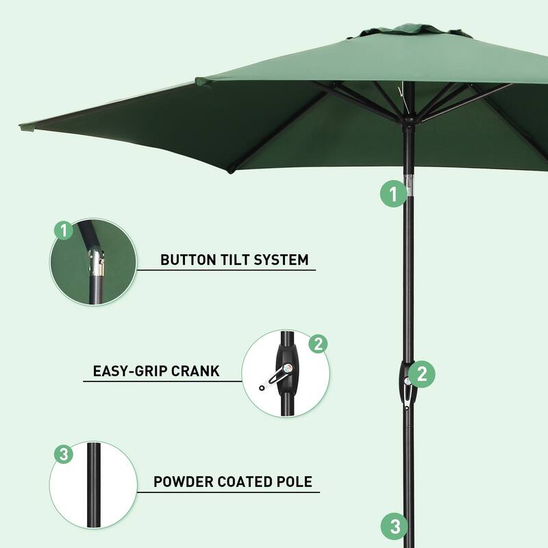 9ft Outdoor Patio Umbrella 6 Ribs with Tilt & Crank.