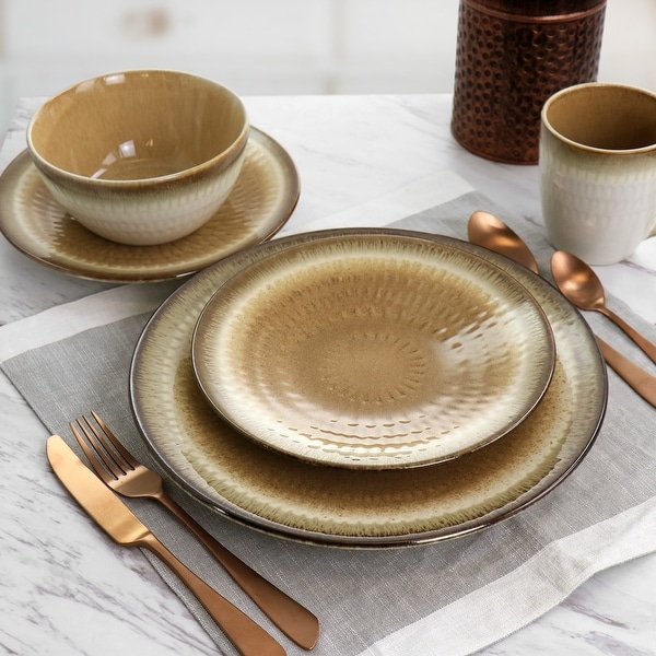 Gibson Elite Moonstruck 16 Piece Ceramic Dinnerware Set in Brown