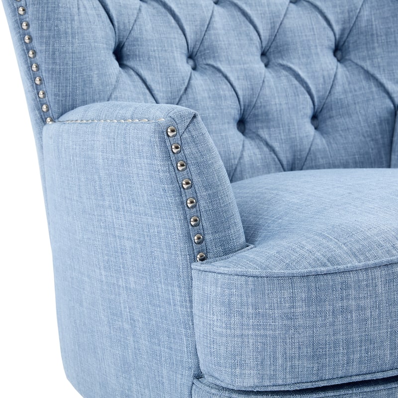 Polyester Vintage Lounge Chair with Nailhead Trim, Curved Backrest and 220lb Weight Capacity