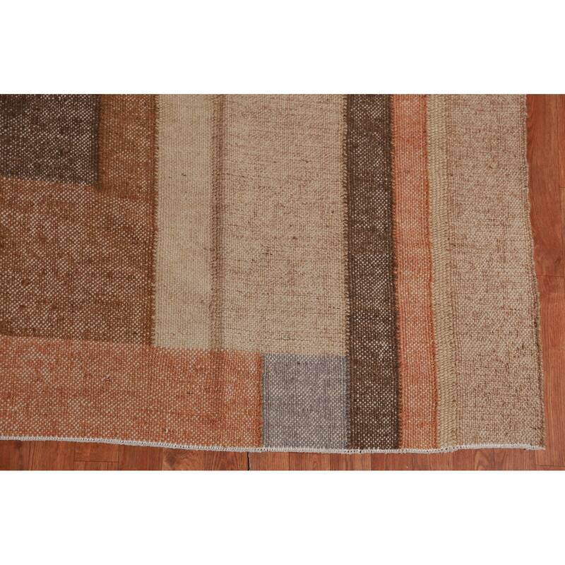 Hand Woven Oriental 100% Jute Carpet Southwestern Modern Beige & Ivories Kilim Area Rug - 9' 9'' X 8' 2''