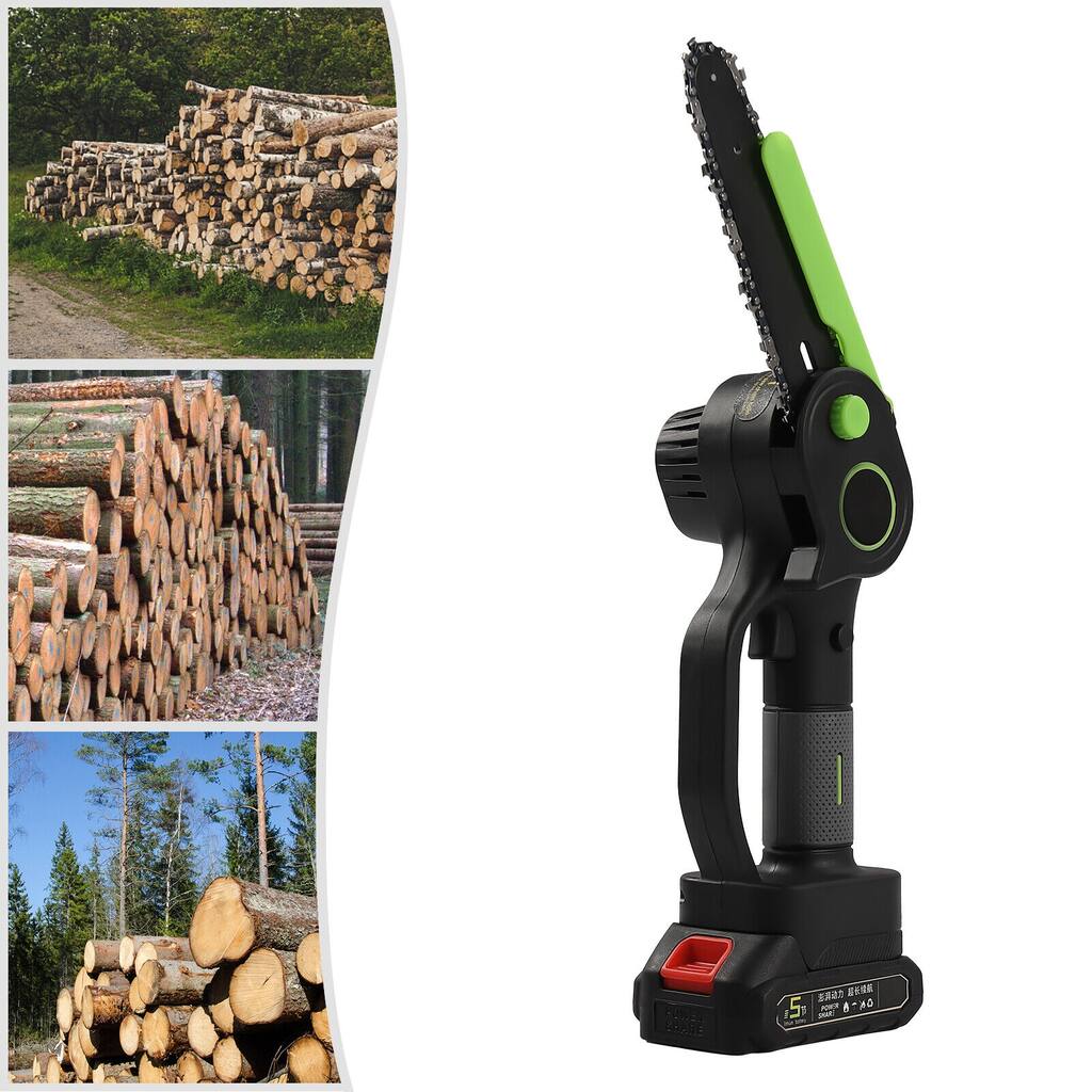 6" Cordless Electric Chainsaw - 200W Battery-Powered Wood Cutter