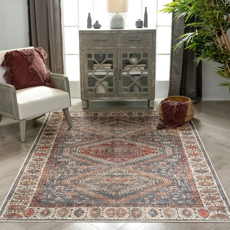 Well Woven Lotus Ripon Vintage Medallion Machine Washable Area Rug
