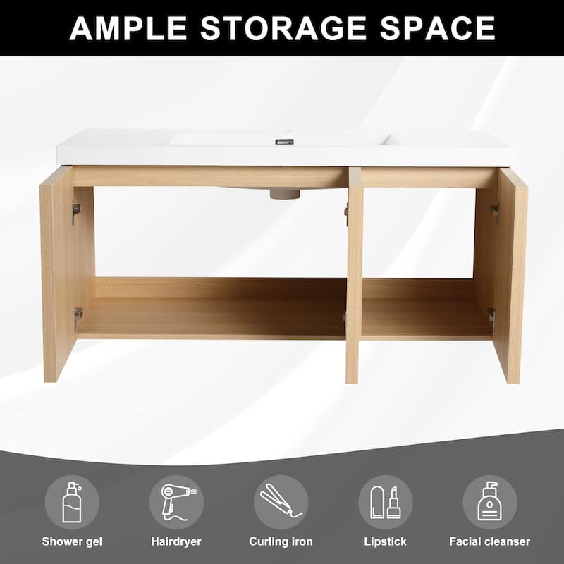 BNK 48/60 inch Wall-Mounted Bathroom Vanity With Sink, Floating Bathroom Vanity with Soft Close Doors