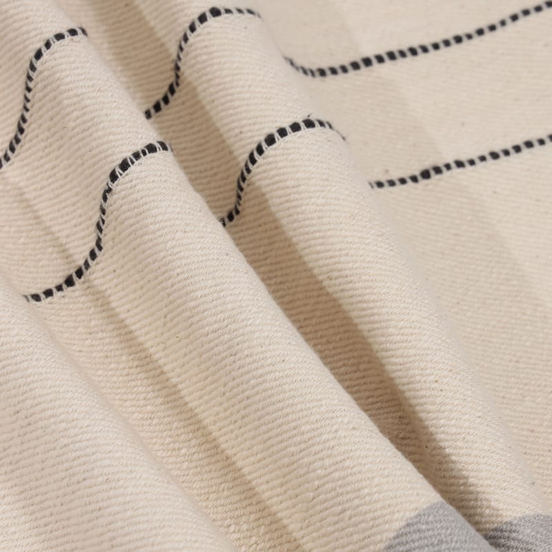 Sevita Ivory/Gray Striped Cotton Throw Pillow