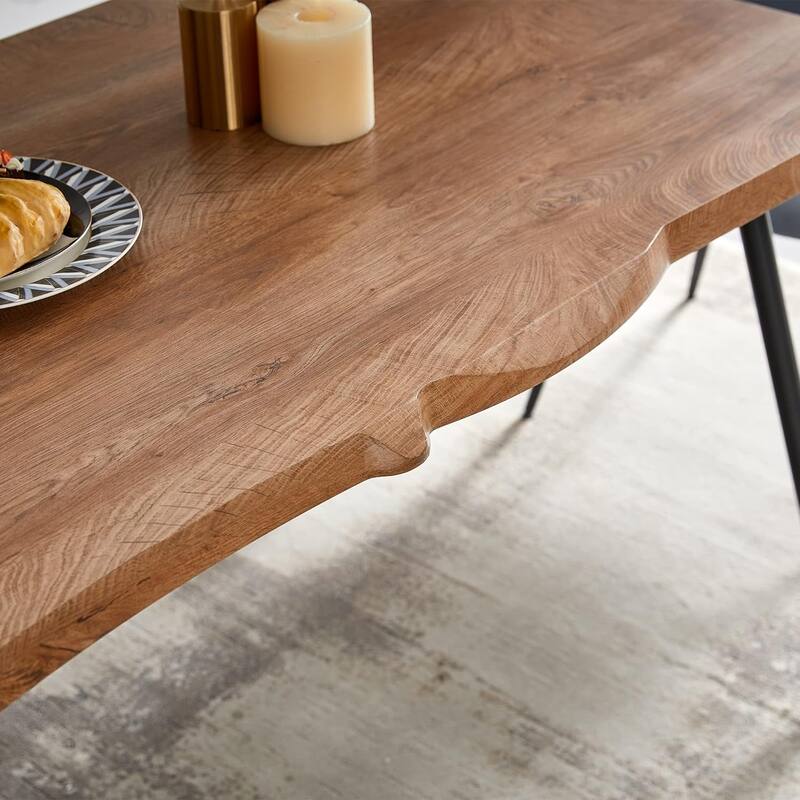 Howtai 47" Rectangle Home Kitchen Dining Table, Irregular MDF Tabletop - Brown