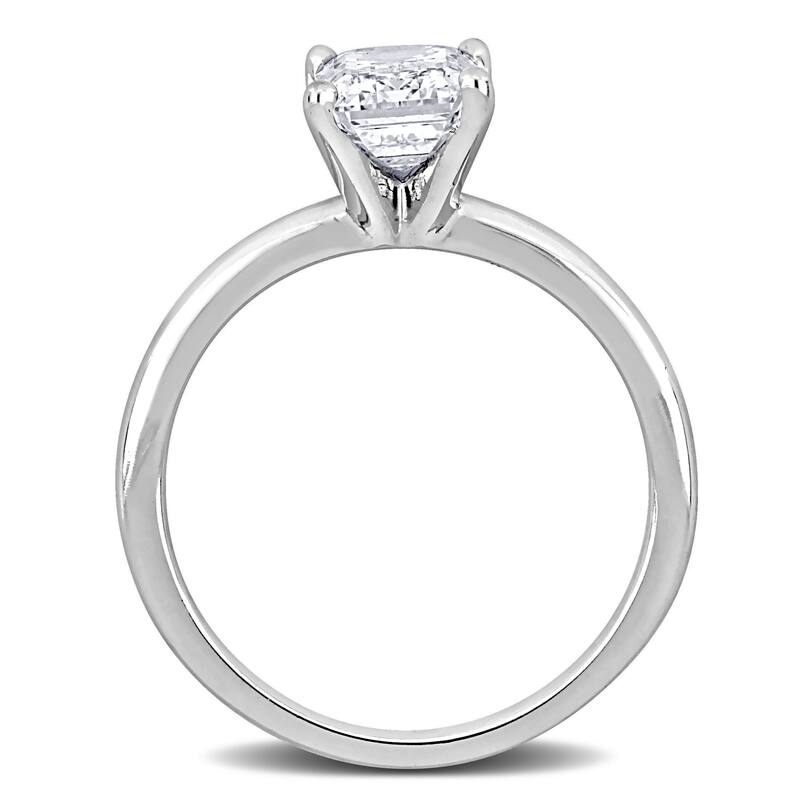 Miadora 1 1/10ct TDW Emerald-cut Diamond Solitaire Ring in 14k White Gold