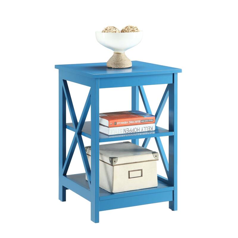 Copper Grove Cranesbill X-Base 3-Tier End Table with Shelves