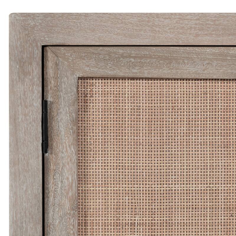 Classic Home Jensen Mango Wood and Cane Weave Buffet Sideboard
