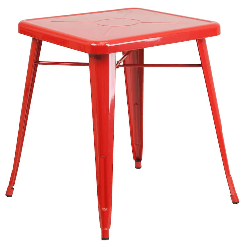 Steel Square Indoor/ Outdoor Table - 27.75"W x 27.75"D x 29"H - Red