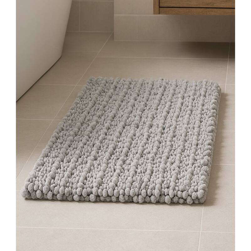 24"x16" - Light Grey Soft Cozy Plush Chenille Bath Mat Bathroom Rug