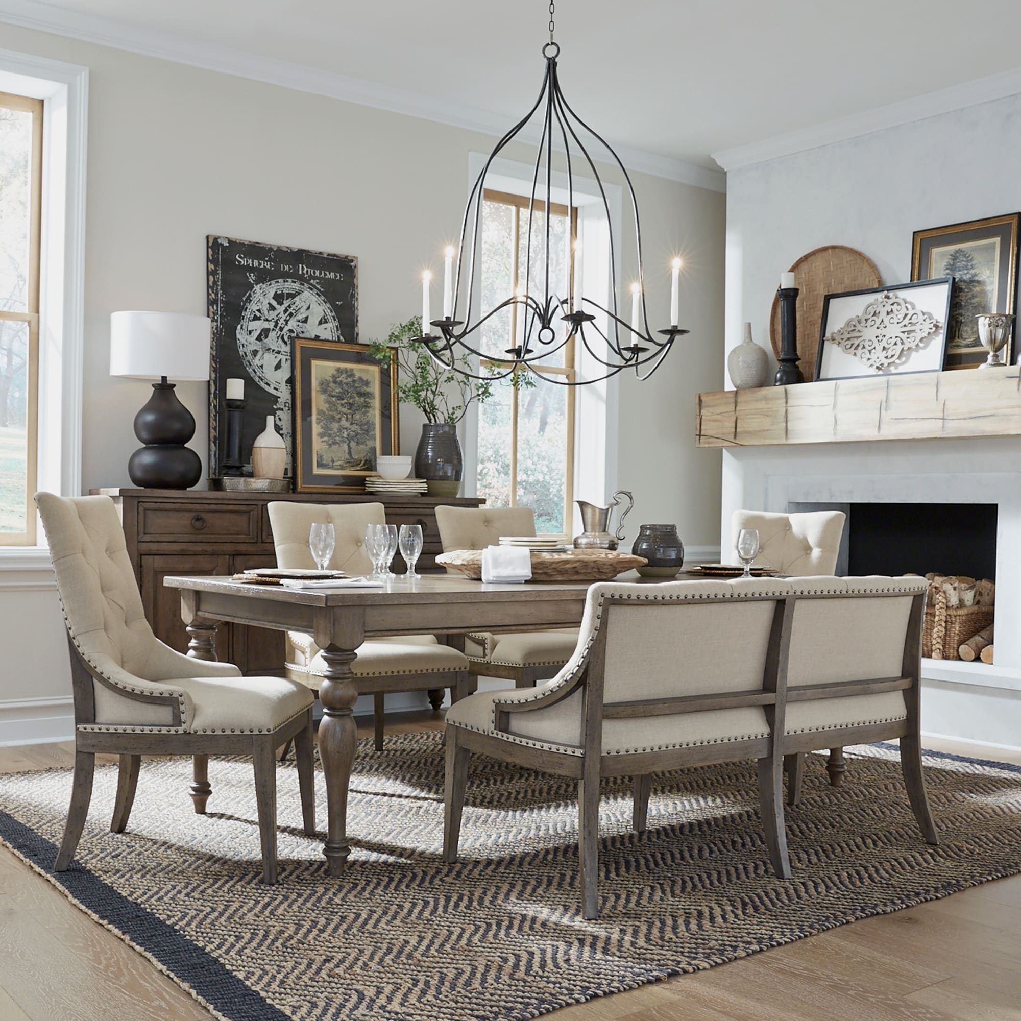 Liberty Furniture Americana Farmhouse 5, 6, 7 Piece Dining Sets Leg Table Taupe