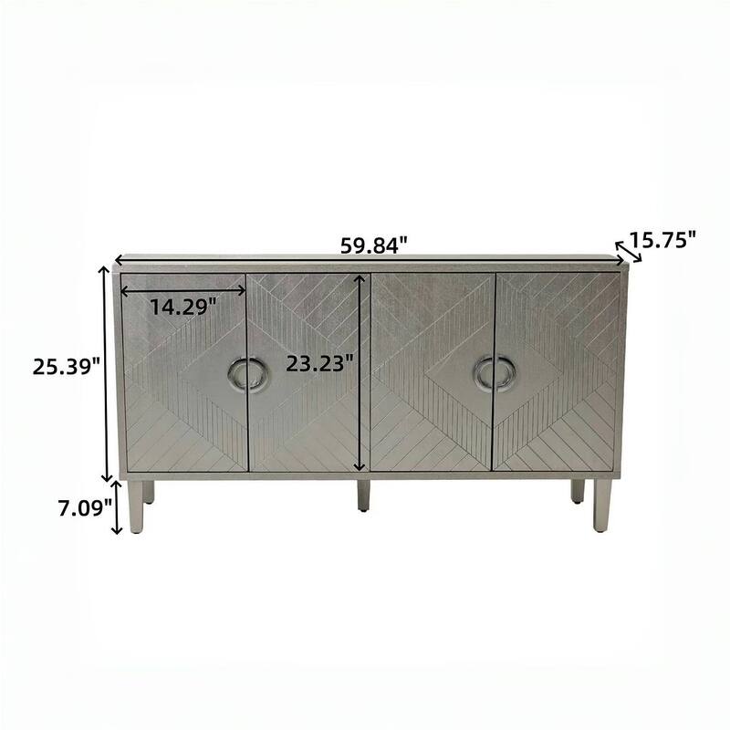 59“ Modern and practical 4 doors entry storage cabinet