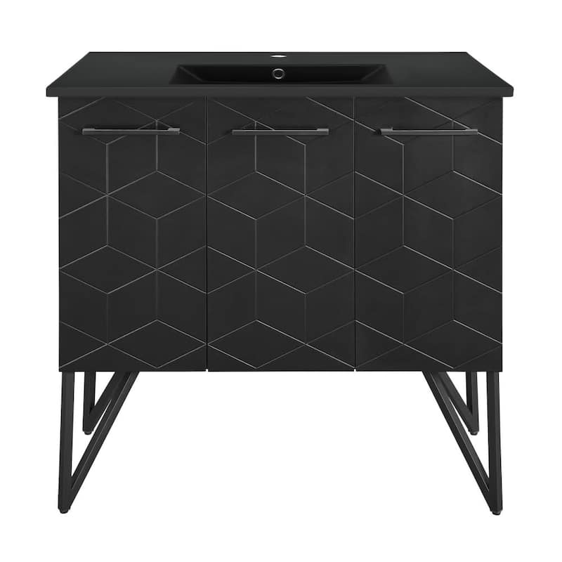 Swiss Madison SM-BV261 Annecy 37" Free Standing Single Basin Vanity - Phantom Black / Matte Black