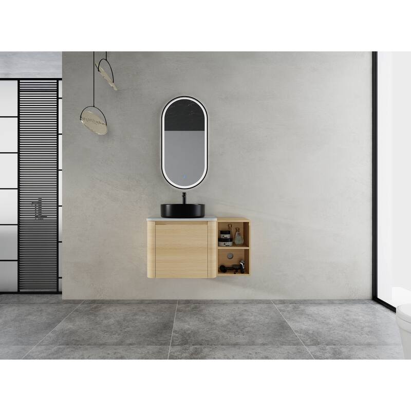 24" Wall Mounted Floating Cabinet /Side Cabinet Combo, Rectangular Vanity, Small Bathroom Sink With Single Faucet Hole