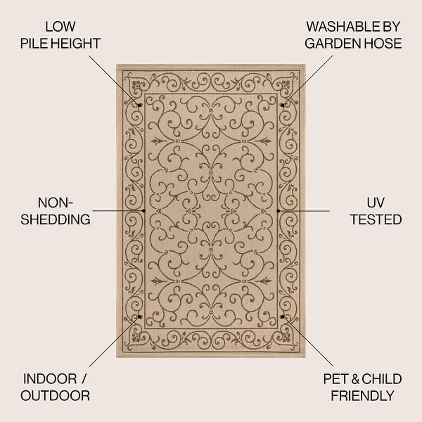 dimension image slide 12 of 28, JONATHAN Y Filigree Textured Weave Indoor/Outdoor Area Rug