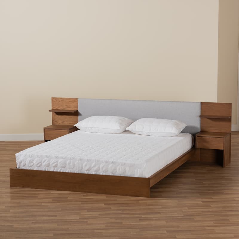 Sami Modern and Contemporary Storage Bed with Built-In Nightstands