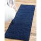 Unique Loom Solid Shag Area Rug - 2'6" x 16'5" Runner - Sapphire Blue